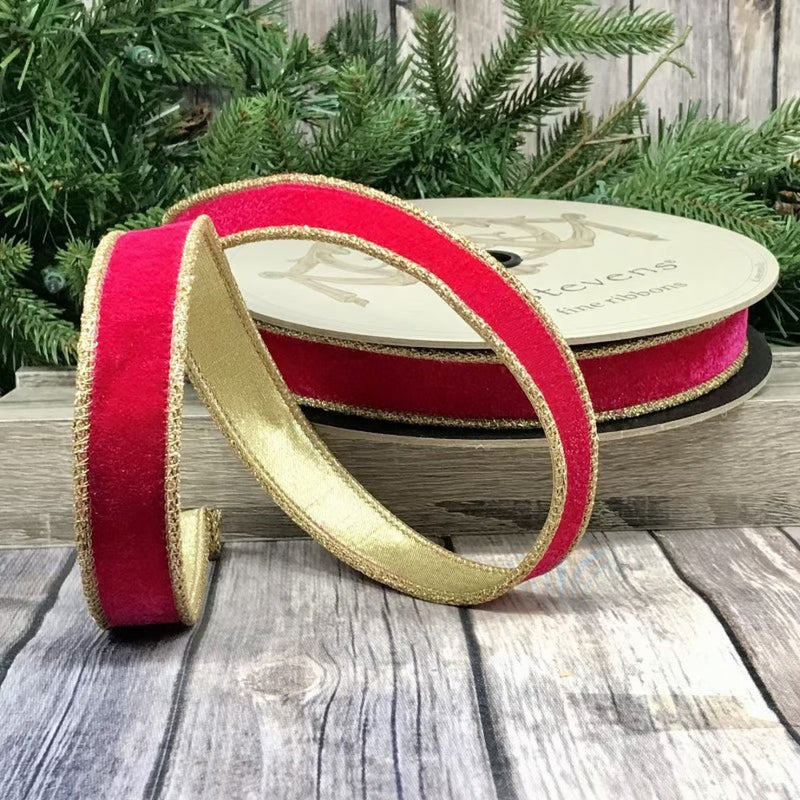 Velvet & Gold Trim Ribbon