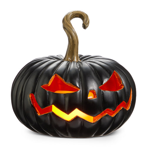 Lighted Black Jack-O-Lantern