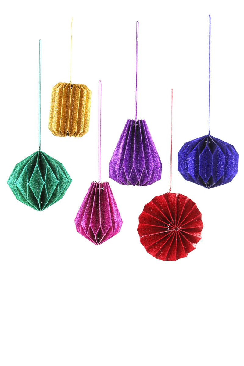 Glittered Origami Ornaments