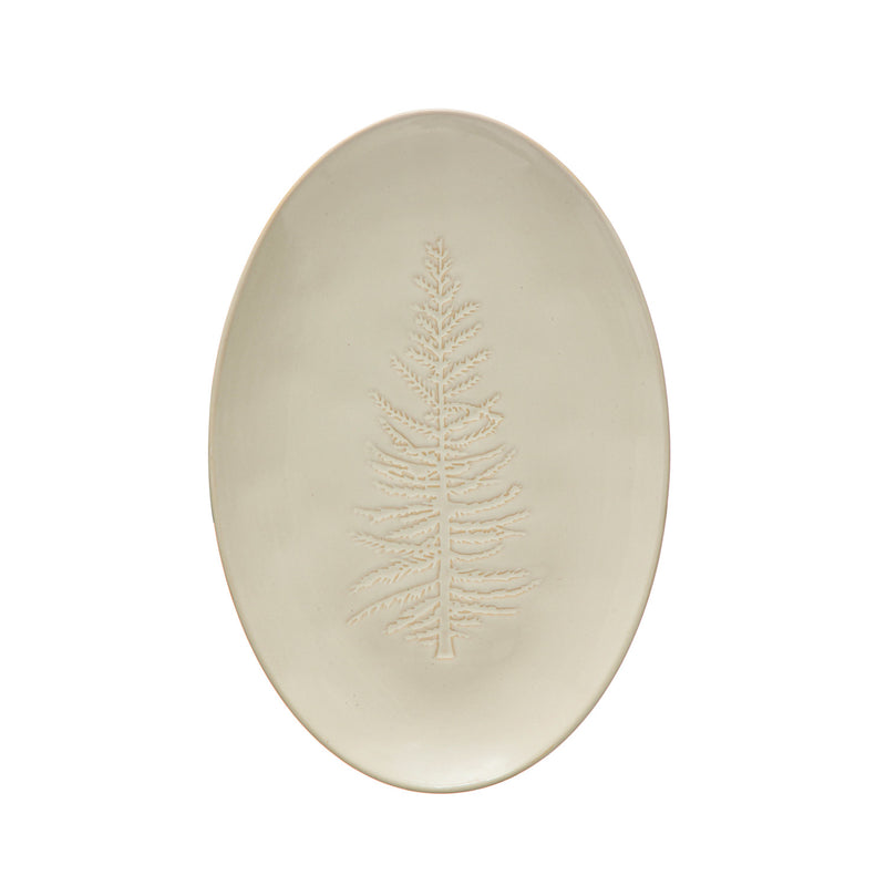 Spruce Tree Stoneware Platter