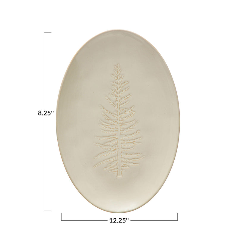 Spruce Tree Stoneware Platter