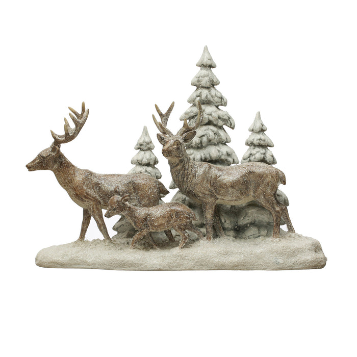 Deer Family Winter Scene