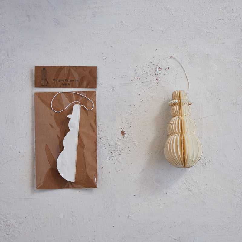 Paper Honeycomb Snowman Ornament