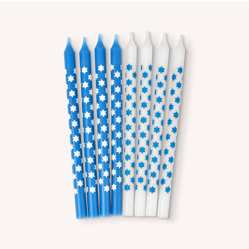 Star of David Blue & White Hanukkah Candles