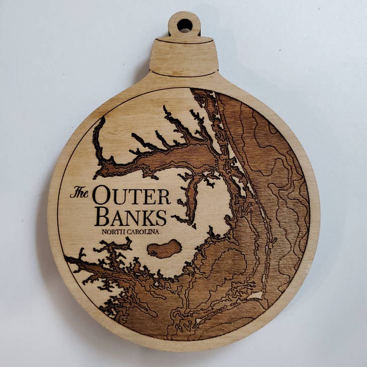 Outer Banks Wood Map Ornament