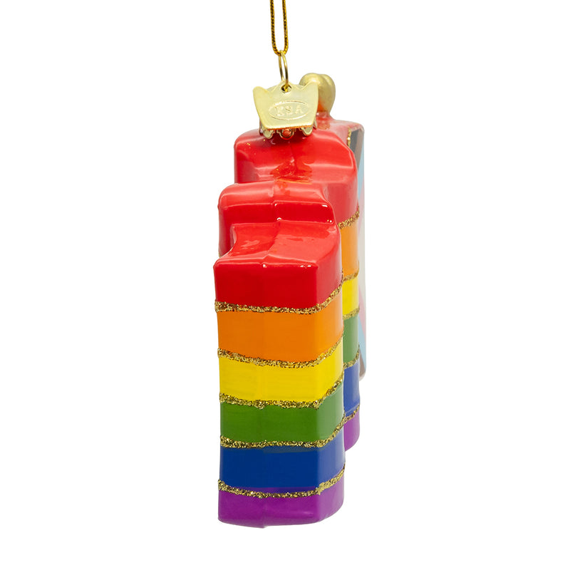 Glass Progress Pride Flag Ornament