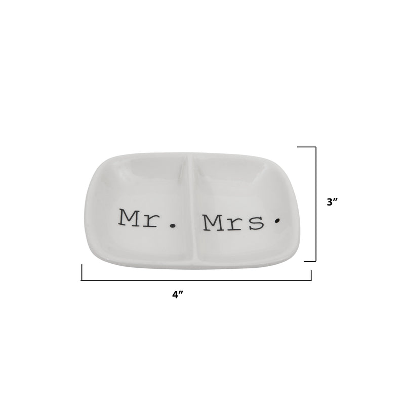 Mr./Mrs. Ceramic 2-Section Dish