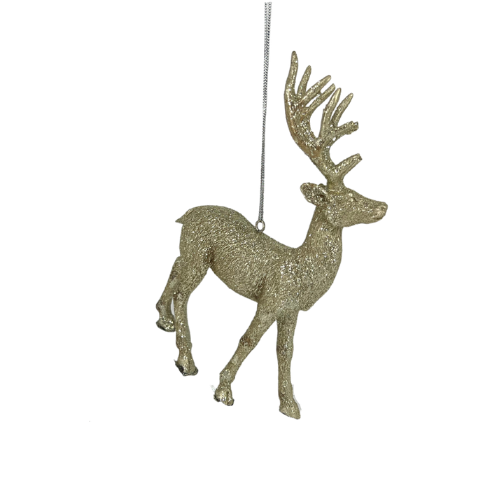 Gold Glitter Deer Ornament