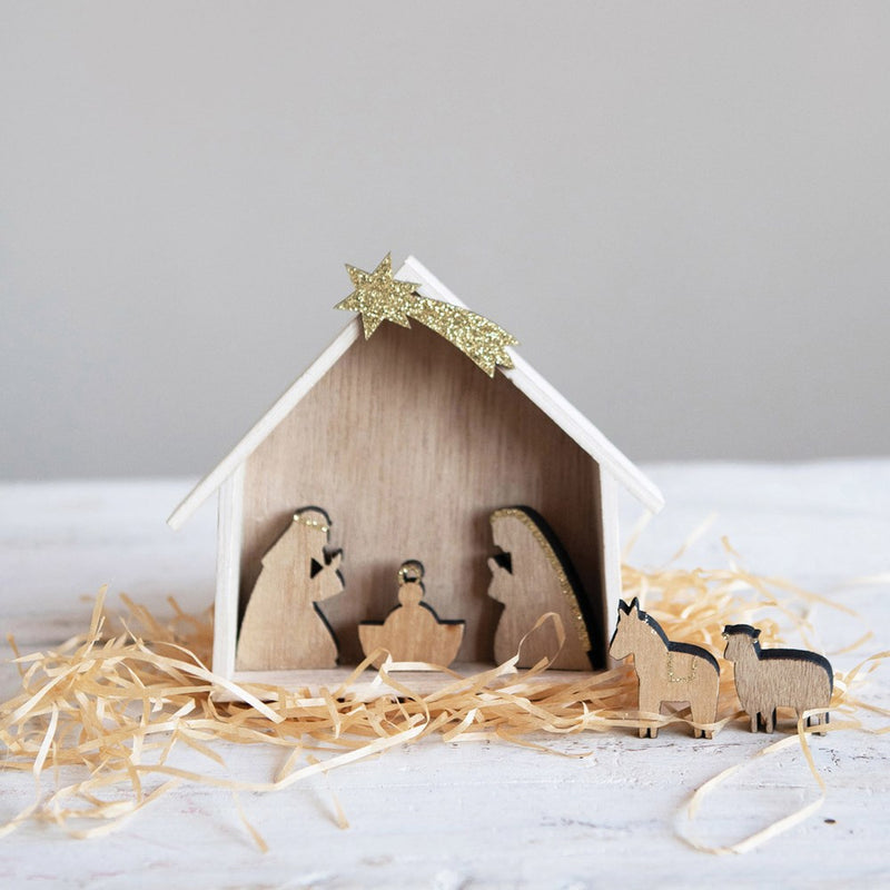 Wooden Nativity Scene