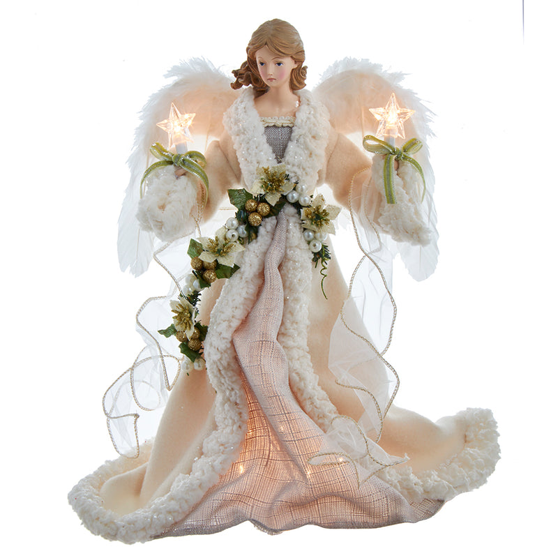Ivory and Grey Lighted Angel Treetop