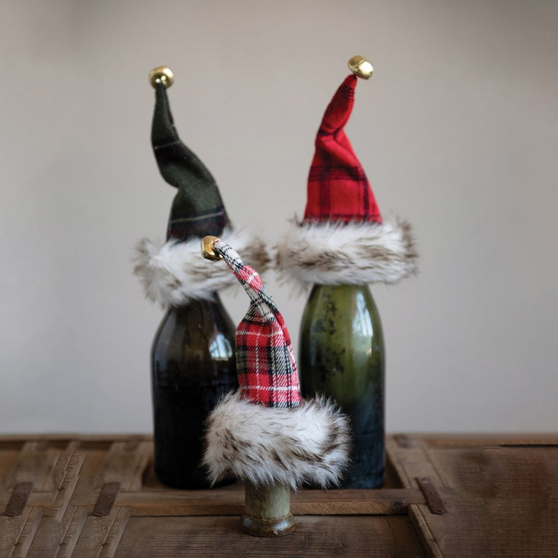 Fabric Plaid Hat Bottle Topper