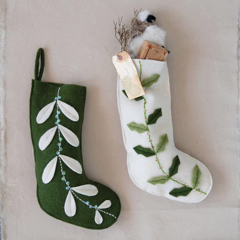 Wool Felt Stocking with Appliqué