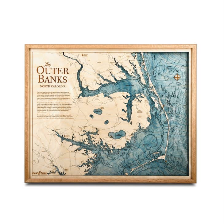 Outer Banks Wood Map Art