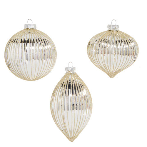 Glitter Ribbed Ornaments