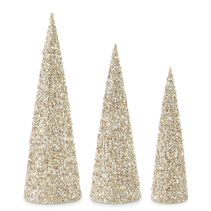 Champagne Embellished Cone Trees