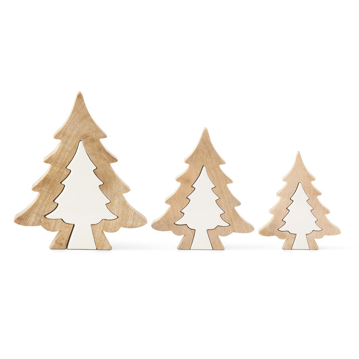 Wood Trees with Enameled Cutouts