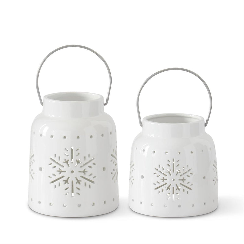 Snowflake Cutout Ceramic Lanterns