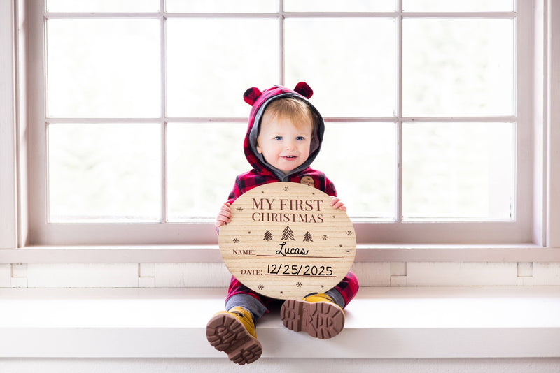 My First Christmas Wooden Holiday Photo Prop Sign