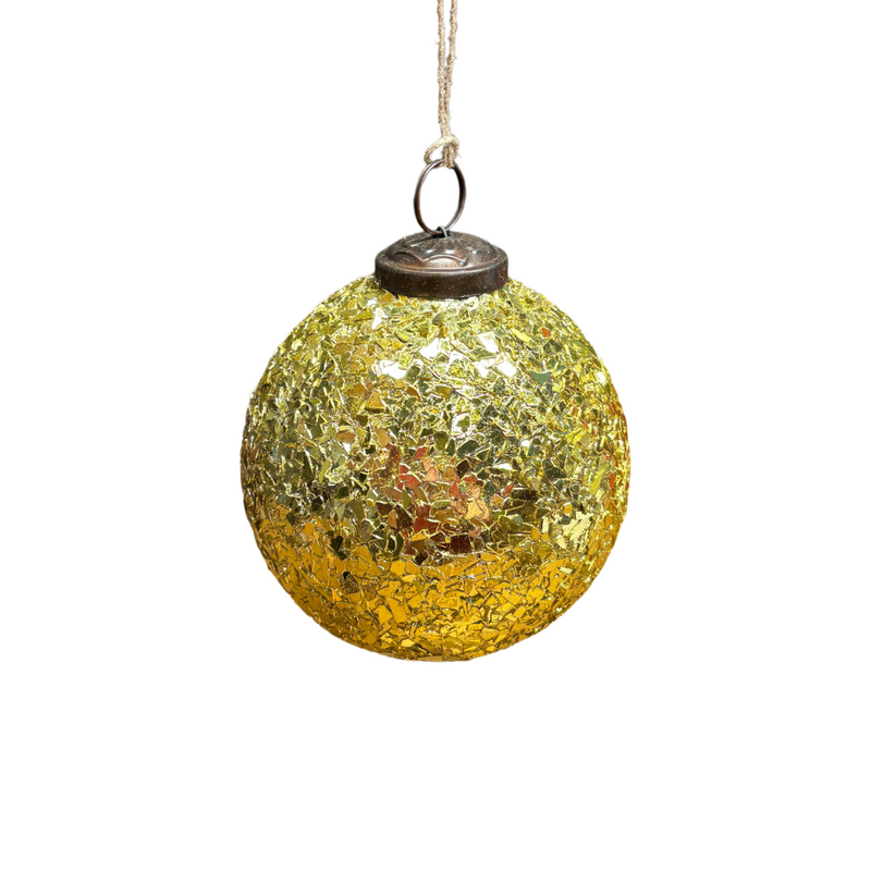 Crushed Glass Gold Bauble Ornament