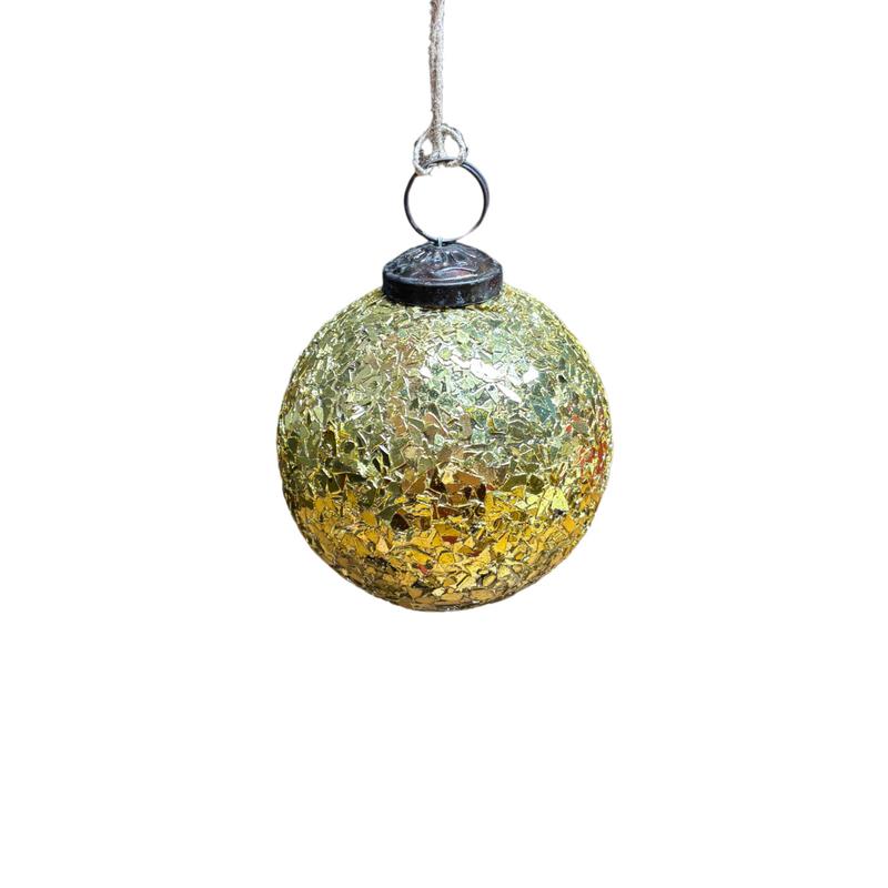Crushed Glass Gold Bauble Ornament