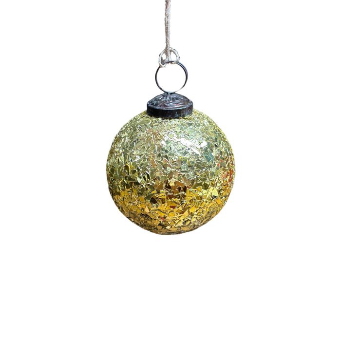Crushed Glass Gold Bauble Ornament