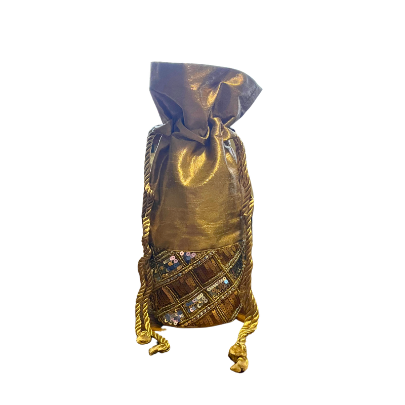 Beaded Plaid Wine Bag