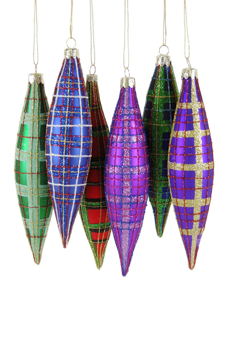 Tartan Spindle Ornaments