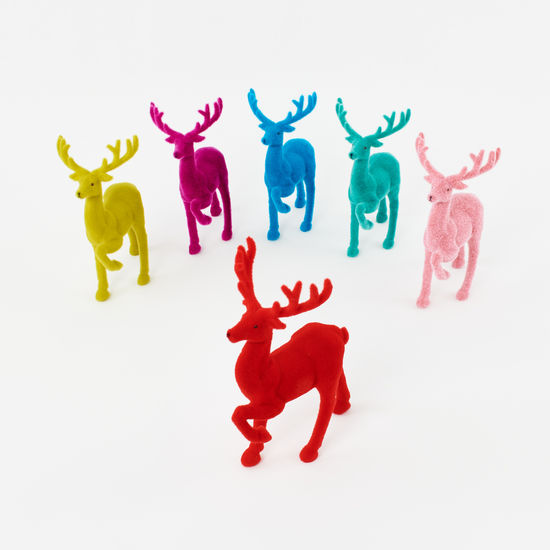 Flocked Prancing Reindeer