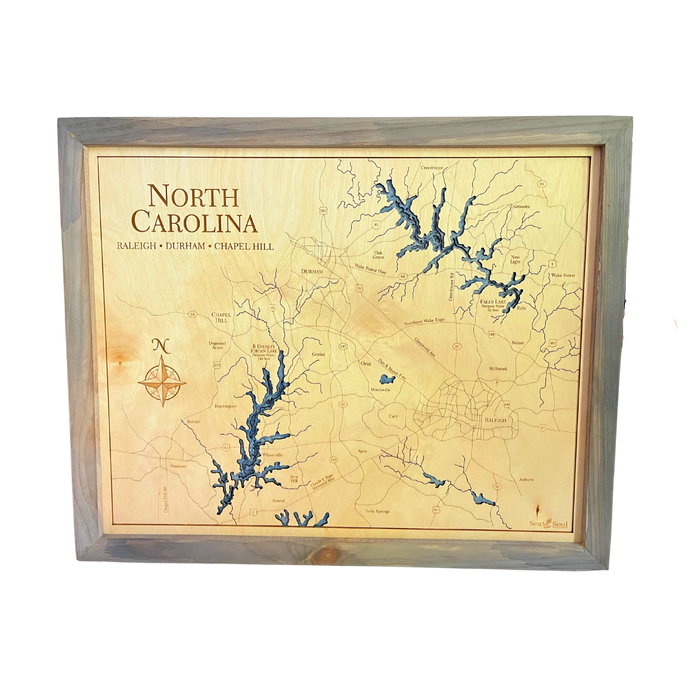 Raleigh-Durham Wood Map Art