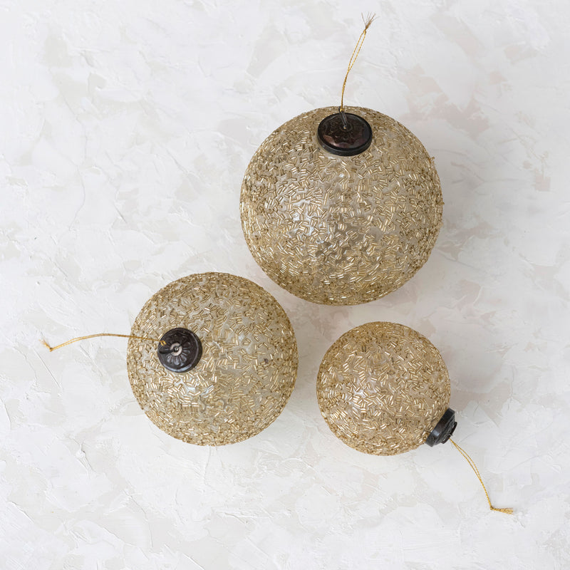 Beaded Gold Ball Ornament