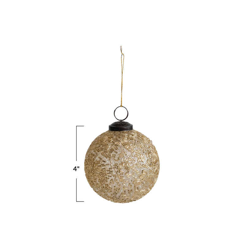 Beaded Gold Ball Ornament