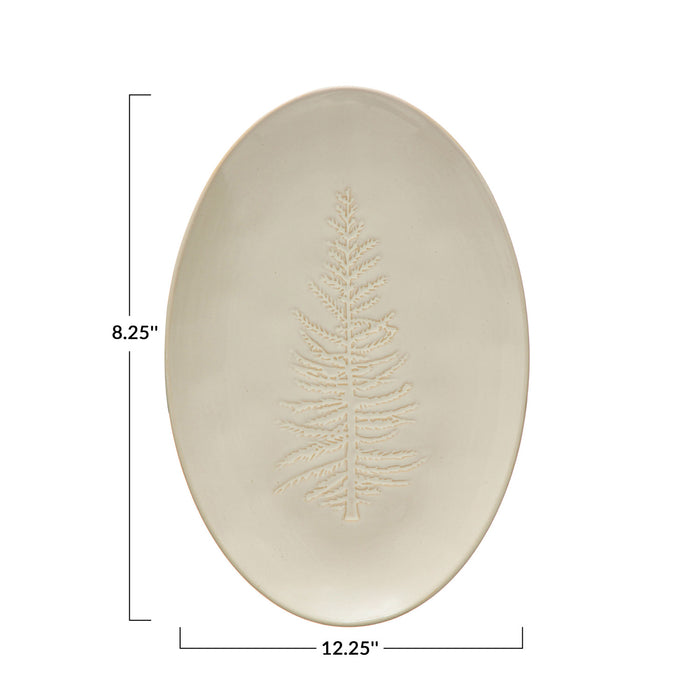Spruce Tree Stoneware Platter