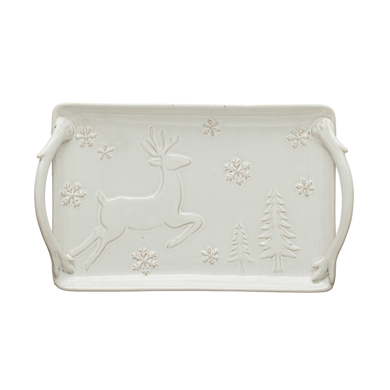 Stoneware Handled Festive Platter