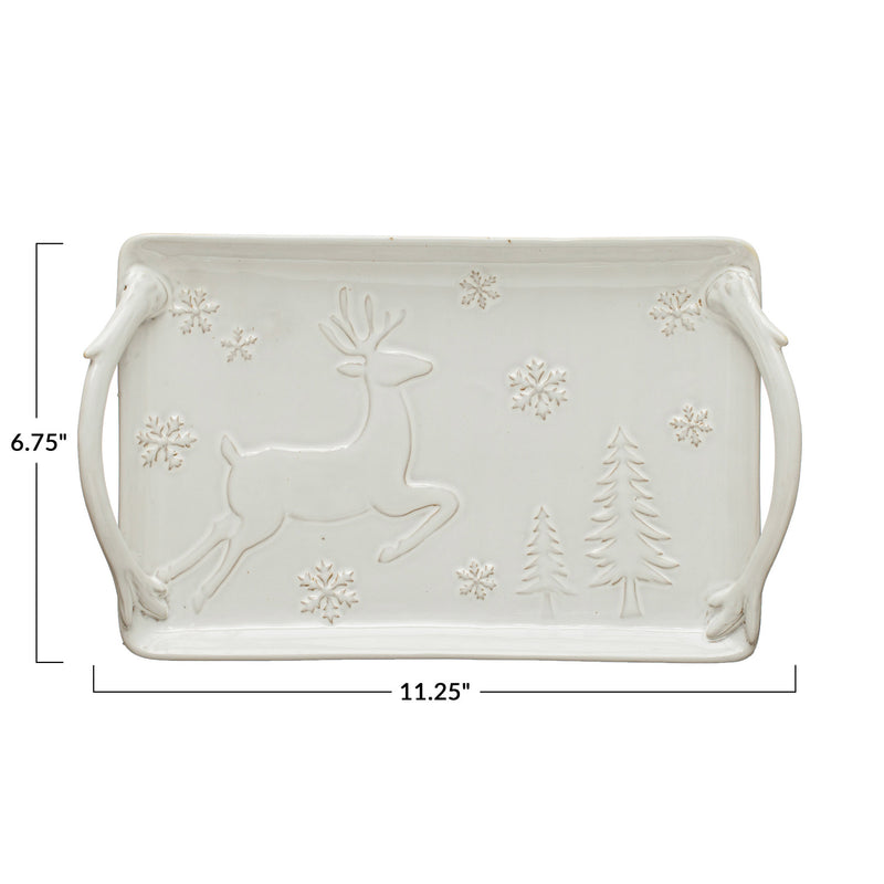 Stoneware Handled Festive Platter