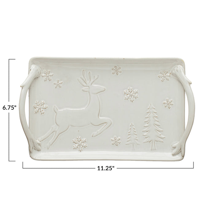 Stoneware Handled Festive Platter