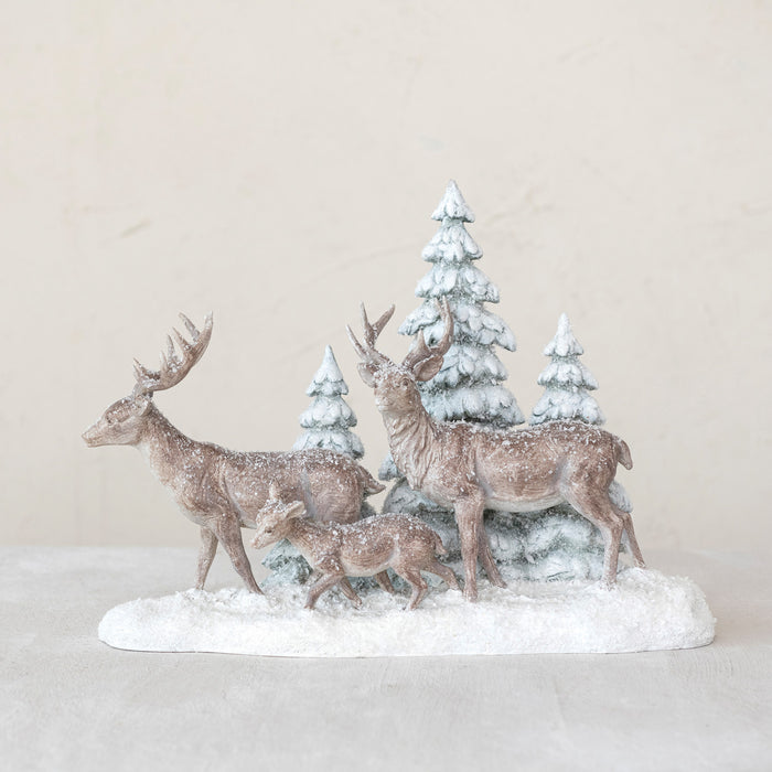 Deer Family Winter Scene