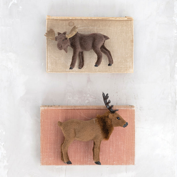 Faux Fur Moose Ornament
