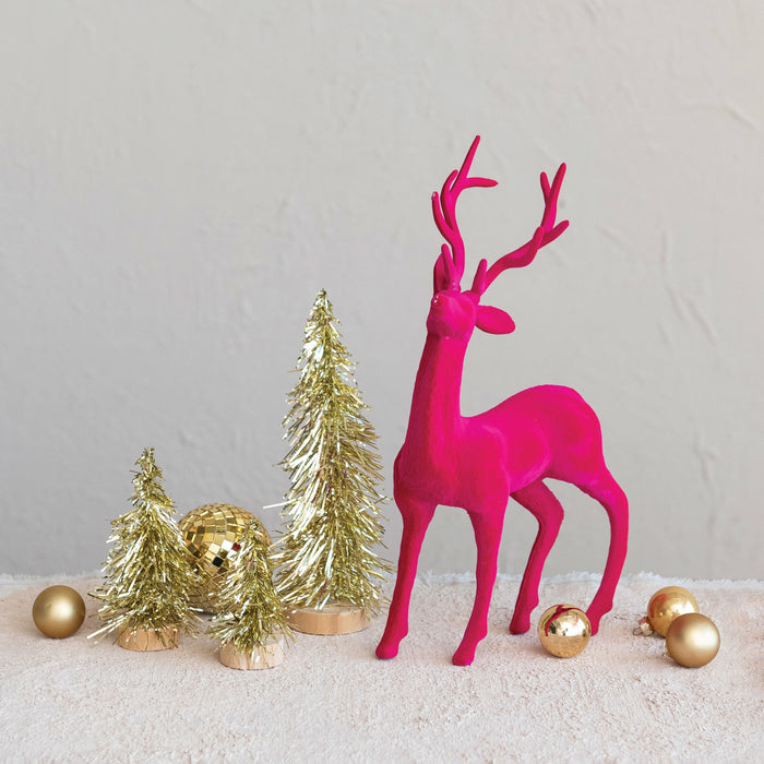Pink Flocked Deer