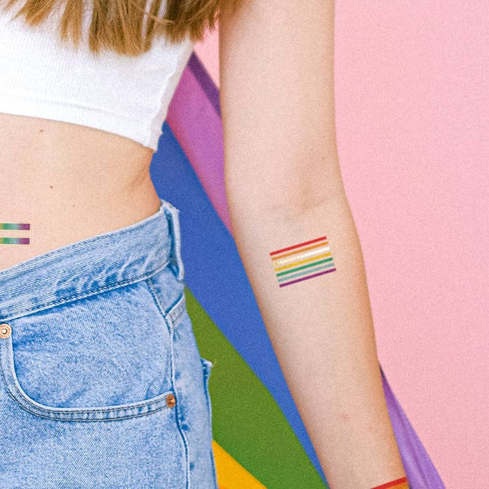 Rainbow Stripes Temporary Tattoo