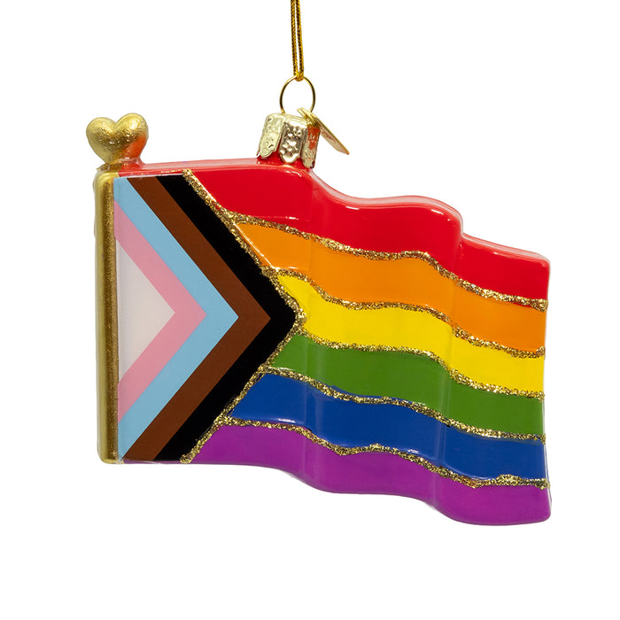 Glass Progress Pride Flag Ornament