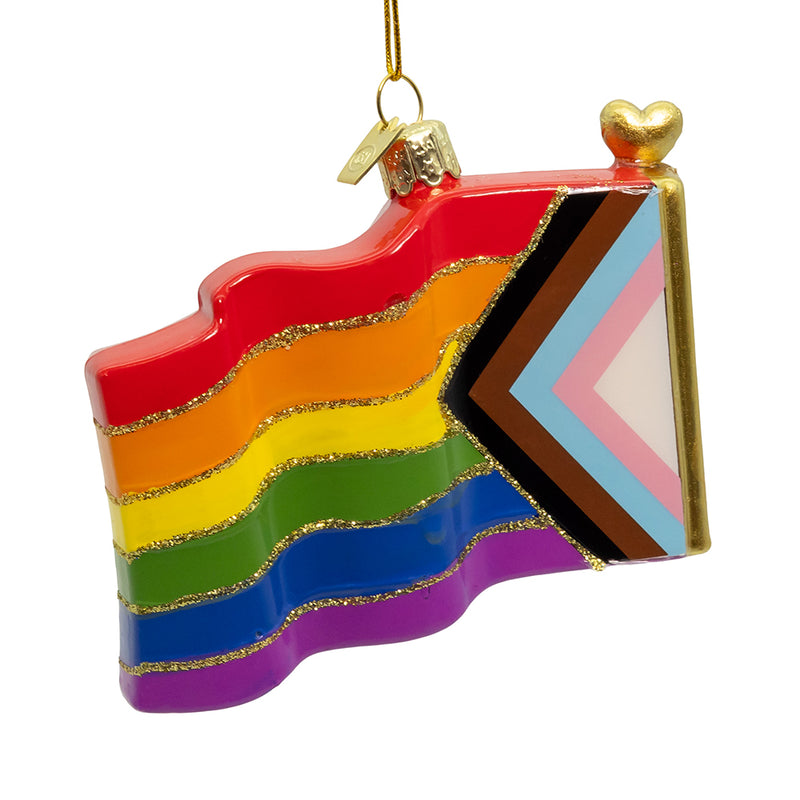 Glass Progress Pride Flag Ornament