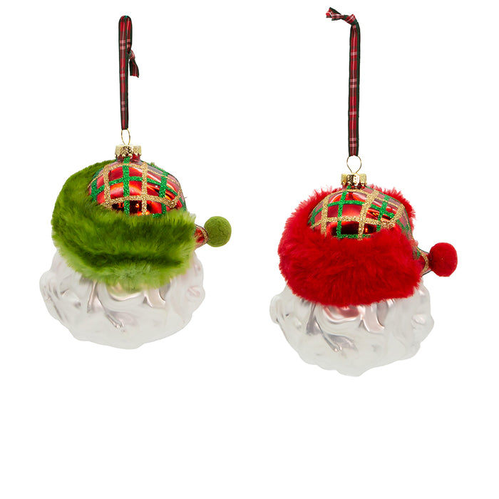 Plaid Santa Head Ornaments