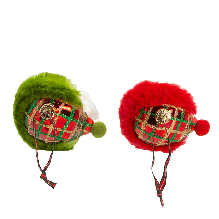 Plaid Santa Head Ornaments