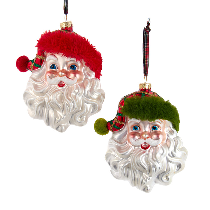 Plaid Santa Head Ornaments