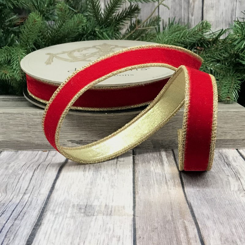 Velvet & Gold Trim Ribbon