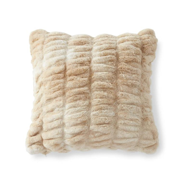 Ribbed 18-Inch Faux Fur Pillow