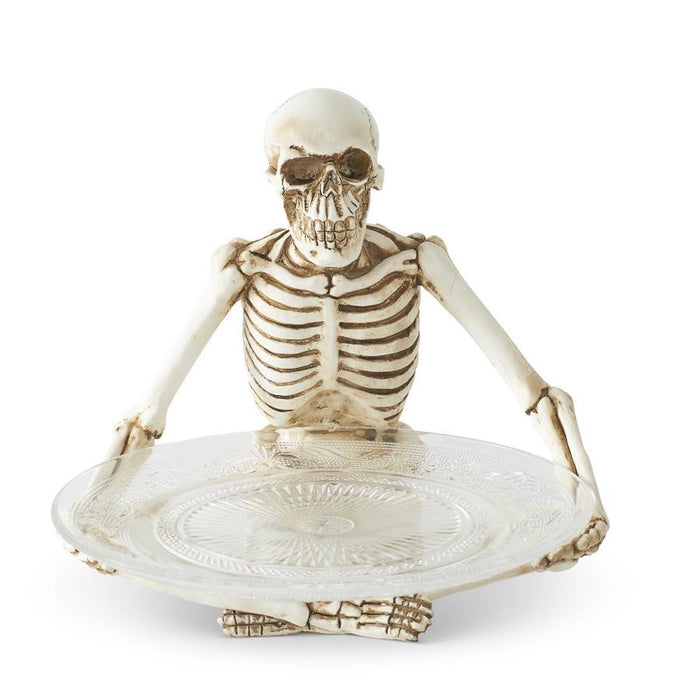 Sitting Skeleton with Glass Tray