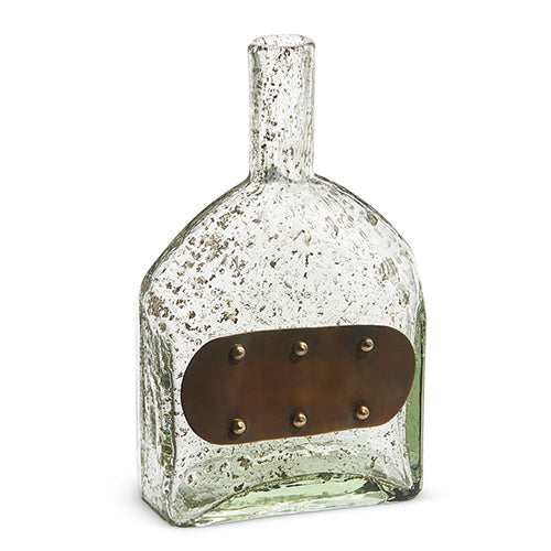 Vintage Bottle with Metal Plate Tag