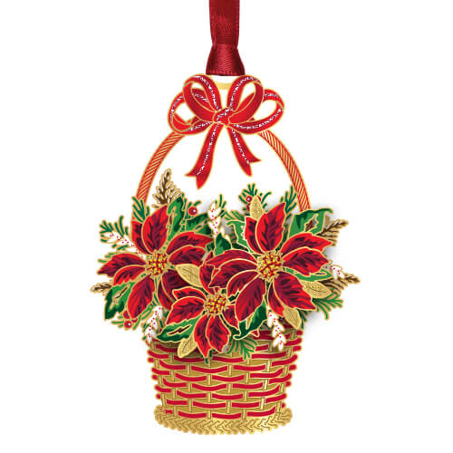 Poinsettia Flower Basket Ornament