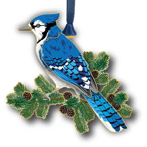 Perching Blue Jay Ornament